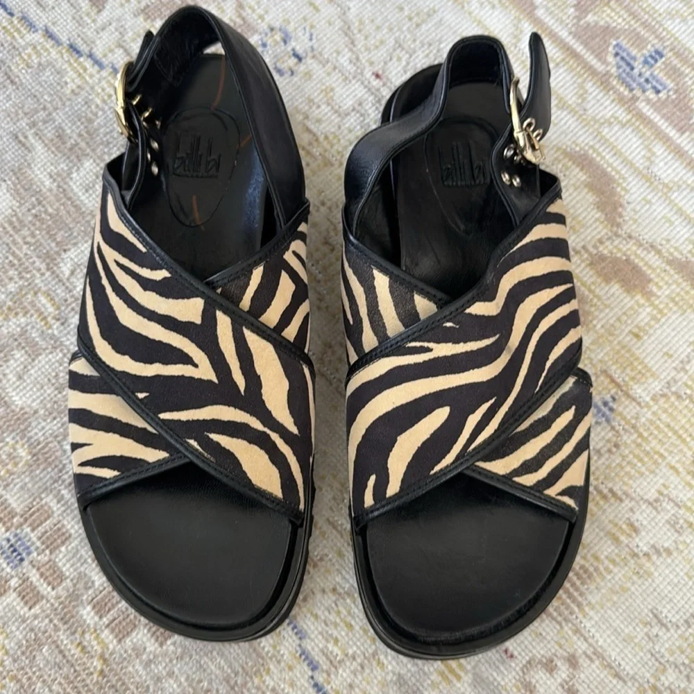 Anthropologie Billi Bi Zebra Print Sandals Size 38